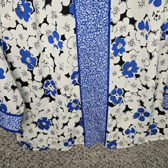 Talbots Top Womens Small Blue Floral Print Semi Sheer V‎ Neck Blouse Casual - Picture 5 of 7